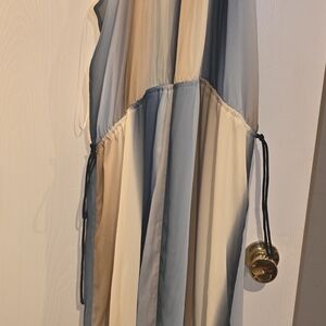 Striped Maxi Dress in Blue and Cream